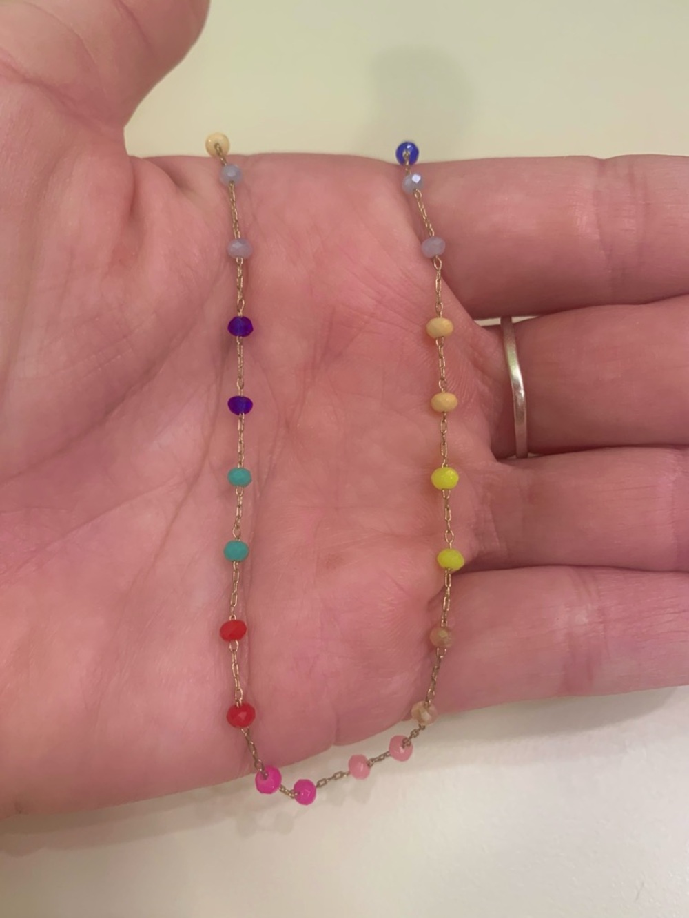 Altered State Dainty Rainbow Beaded Necklace Adjustable Gold Tone - Picture 4 of 5